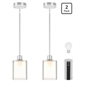 Pending Lighting 2PC Height Adjustable Rod Clear Dual Glass With (2) Remotes